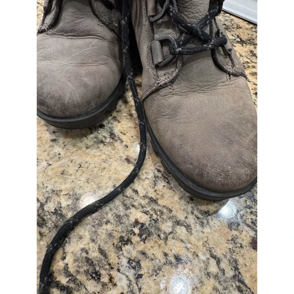 Sorel Women's Phoenix Short Lace Leather Quarry Waterproof Combat Boots Size 6.5